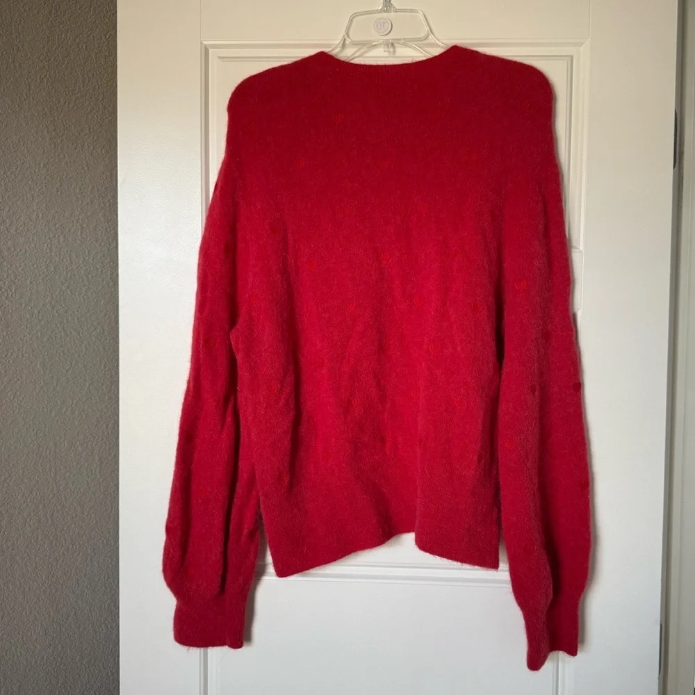 & Other Stories Women’s Red Heart Embroidered Mock Neck Jumper Sweater